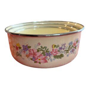 Vintage Kobe Courtney Nesting Bowls Floral Metal Enamel Flowers Ivy Silver 3x